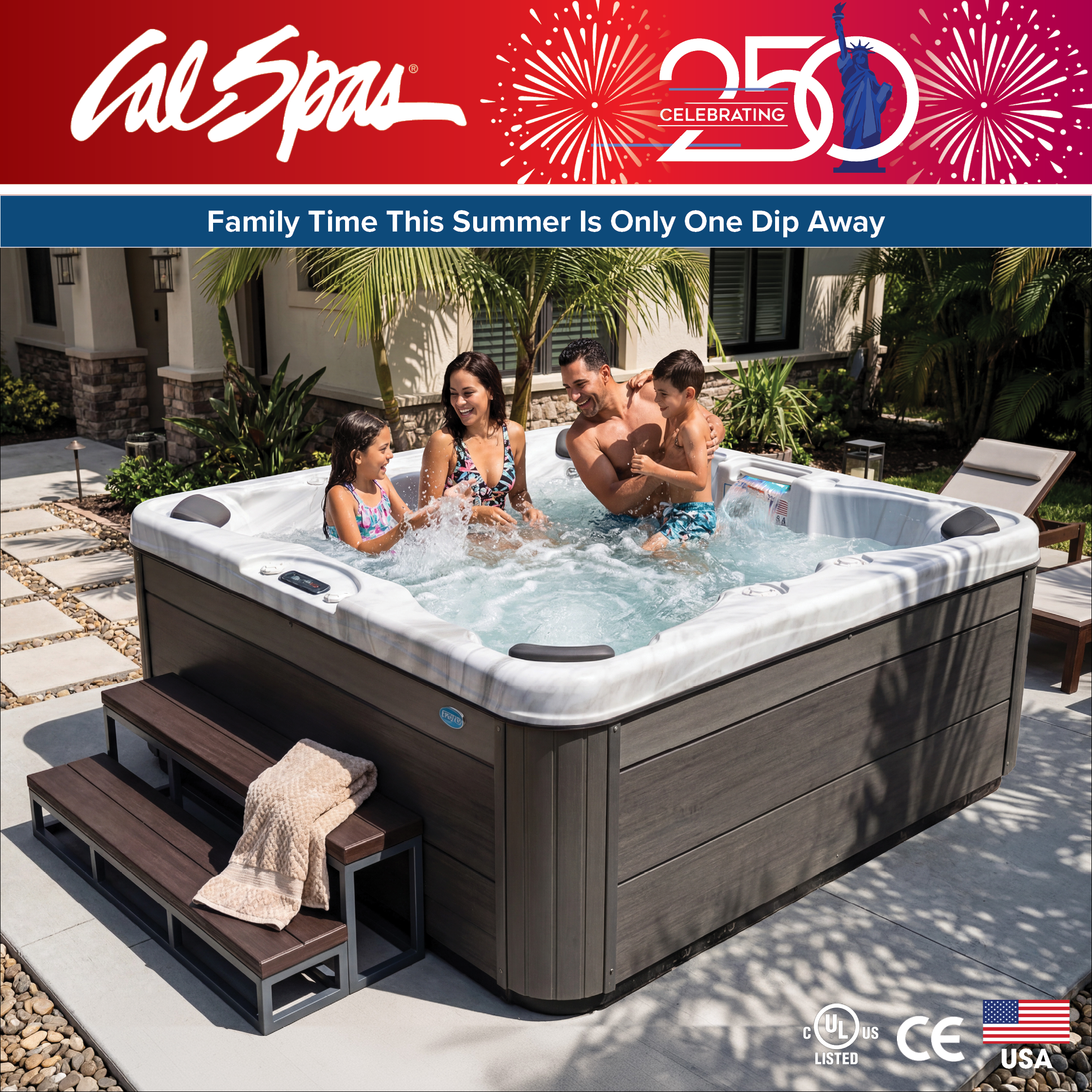 Calspas hot tub being used in a family setting - Taylorsville